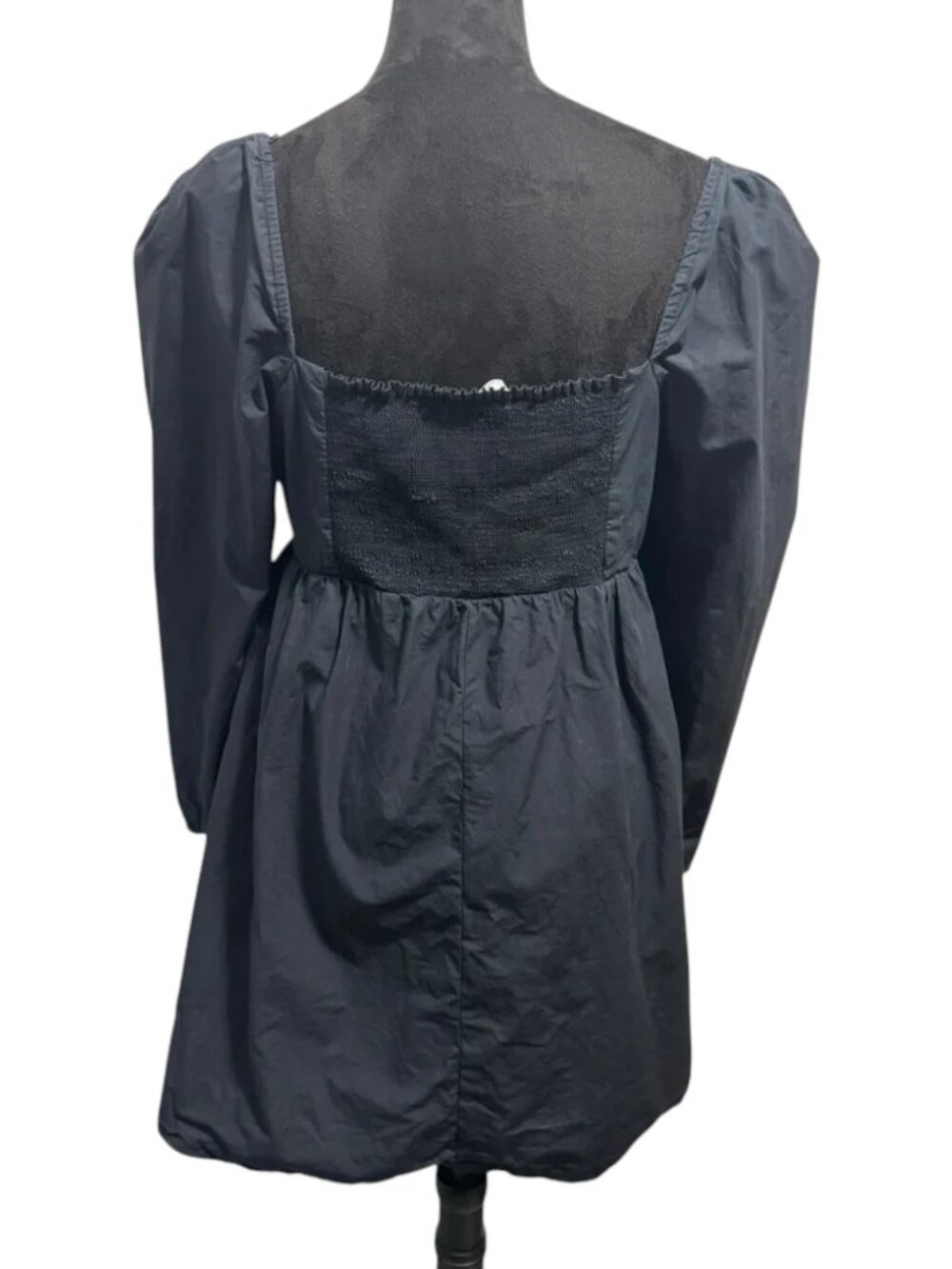 OAK + FORT Black Puffed Sleeve Sweetheart Cotton Dress | L - Picture 3 of 6